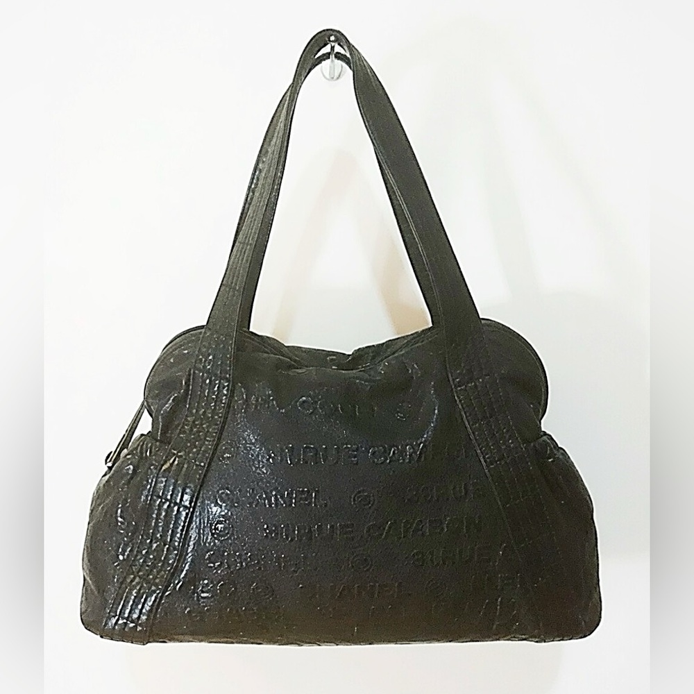 Chanel Black Calfskin Rue Cambon Embossed Unlimited Shoulder Bag